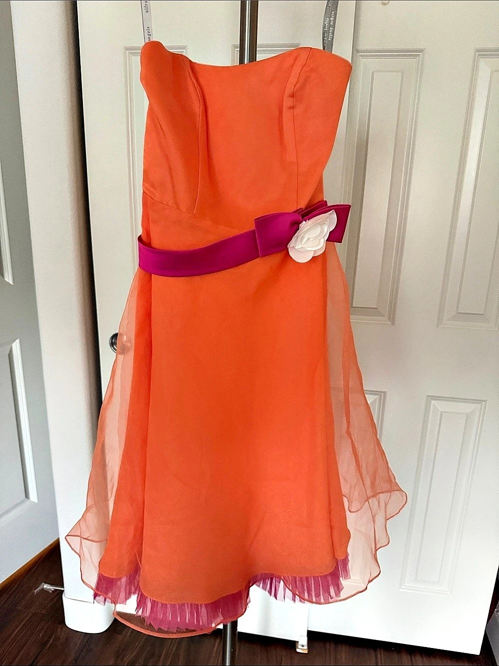 alfred angelo Orange Organza Mini Dress Like New